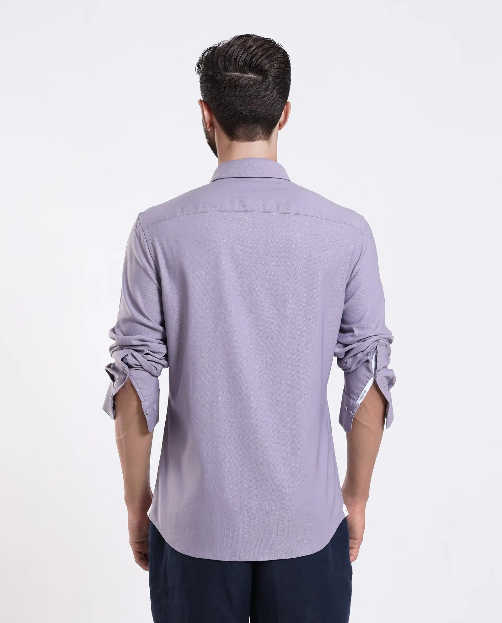 Rare Rabbit Men's Mero-25 Light Purple Viscose Striped Print Regular Fit Full Sleeve Collared Shirt - Image 8