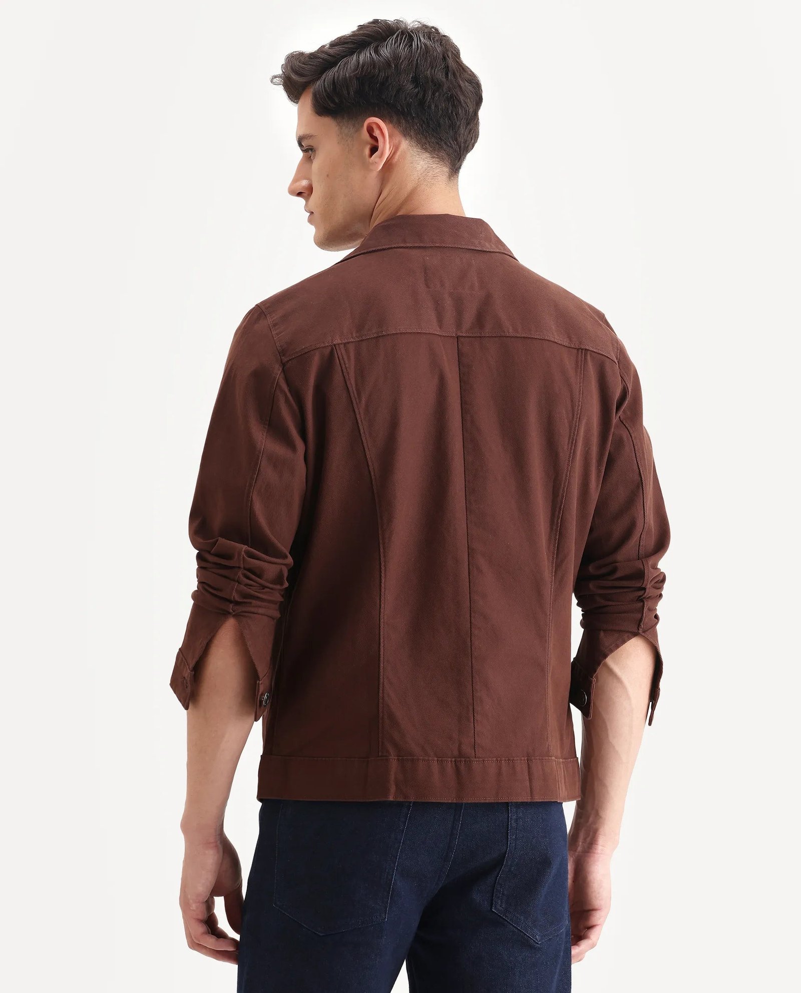 Rare Rabbit Men's Scut Brown Cotton Blend Fabric Collared Neck Relaxed Fit Plain Jacket - Image 7