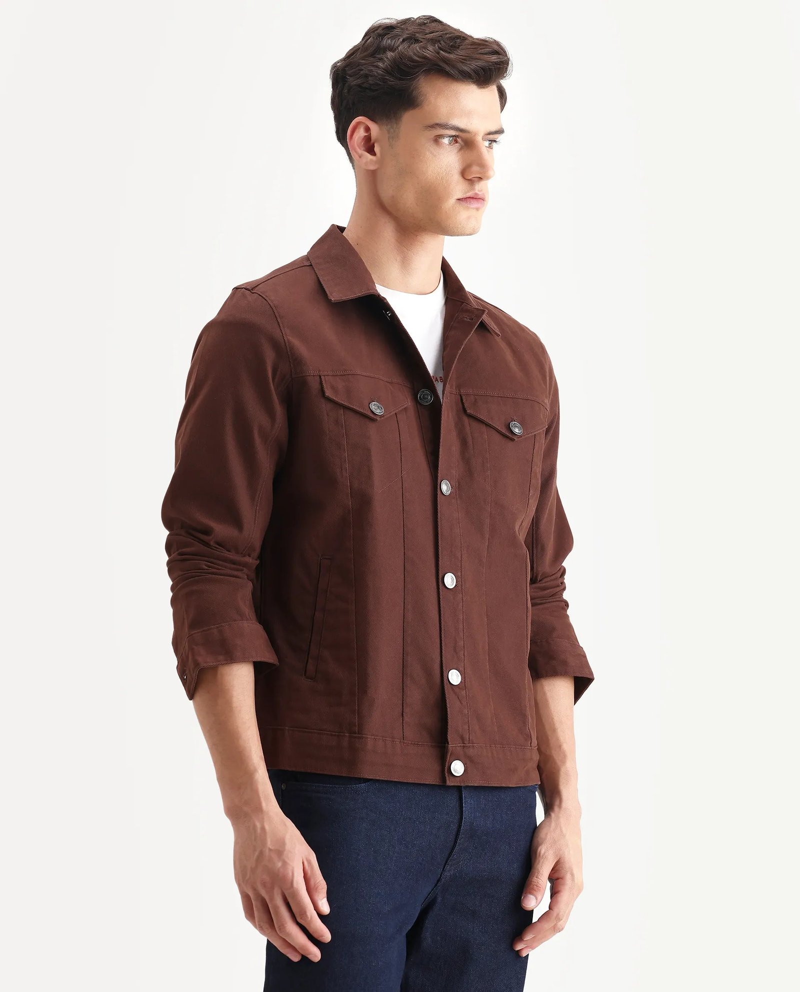 Rare Rabbit Men's Scut Brown Cotton Blend Fabric Collared Neck Relaxed Fit Plain Jacket - Image 6